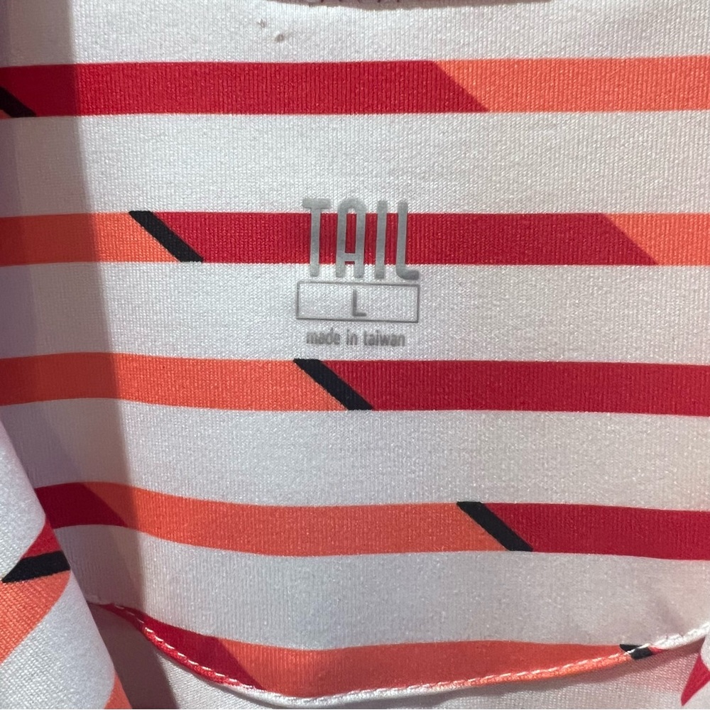 Tail White Red Striped Sleeveless 1/4 Snap Golf Polo Tank Top Size Large - Picture 6 of 7